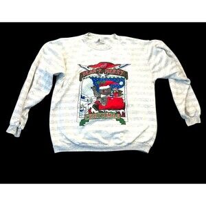 Vtg Creative Apparel Sweatshirt Bear-y Merry Christmas Rich Tee’s USA L 80s
